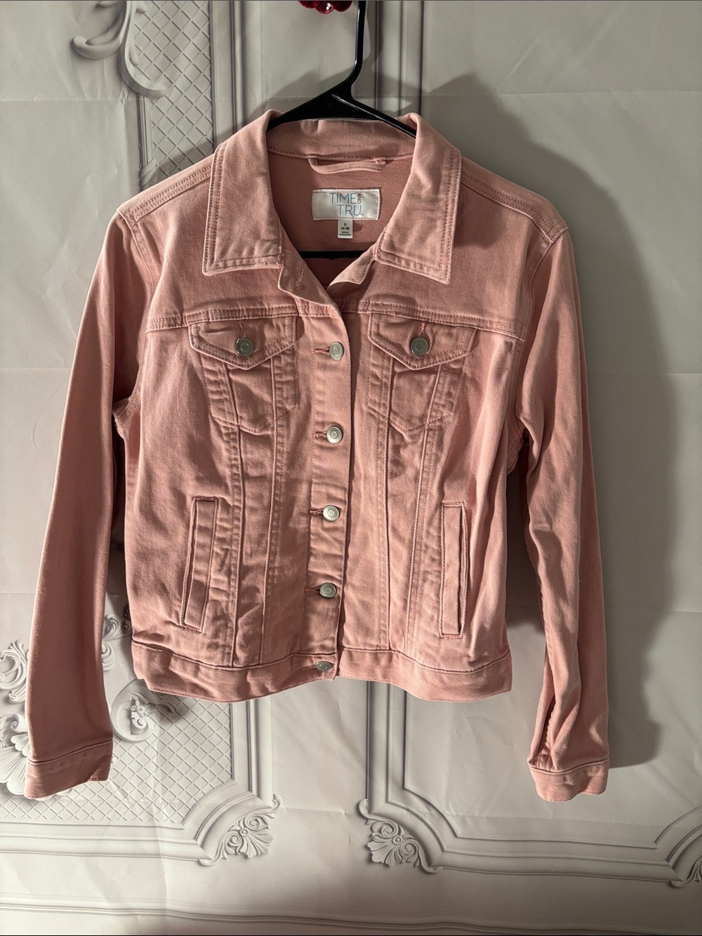 Time and Tru Blush Pink Women’s Denim Jacket, Size Small 4-6